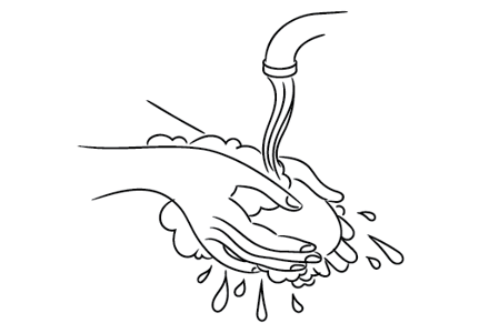 Étape 1 : Désinfecter le comptoir de cuisine et se laver les mains à l’eau savonneuse.