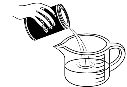 Étape 7 : Ajouter le concentré liquide à l’eau bouillie. Suivre les instructions sur l’étiquette pour connaître la quantité. Bien remuer à l’aide d’une fourchette stérilisée.