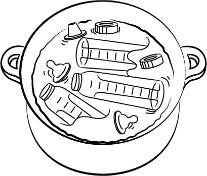 Étape 8 : Placez les articles propres dans la casserole et remplissez-la d’eau.